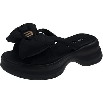 Koreaanse editie Casual strandschoenen Veelzijdige dikke zool sandalen Damesschoenen Strikpantoffels Damesoutfits Zomer 36 zwart