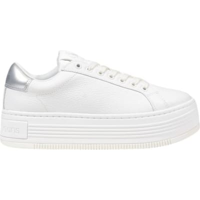 Calvin Klein Jeans Zilveren Leren Platform Sneakers