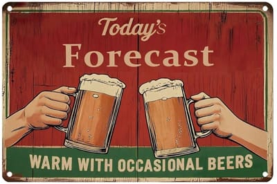 Dailygoods- Tinnen Bord Retro - Wanddecoratie IJzer - Muurkunst Pub - Decoratie Keuken - Grappige Beren - 20 x 30 cm