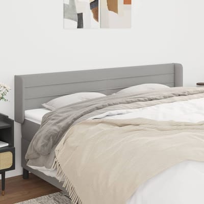 vidaXL - Hoofdbord - met - randen - 163x16x78/88 - cm - stof - lichtgrijs