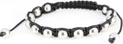 Shamballa armband-Heren Armband Stalen Kralen – Zwarte Macramé Touw Armband – Verstelbare Kralenarmband voor Mannen – Stoer Sieraad