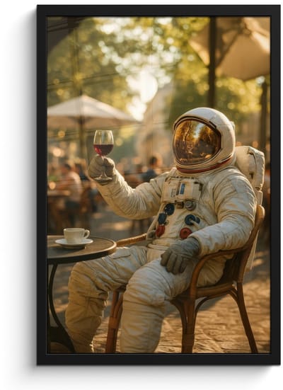 Poster in lijst - Fotolijst 40x60 cm - Posters - Wijn - Rood - Terras - Koffie - Posterlijst zwart - Decoratie - Wanddecoratie woonkamer - Muurdecoratie slaapkamer