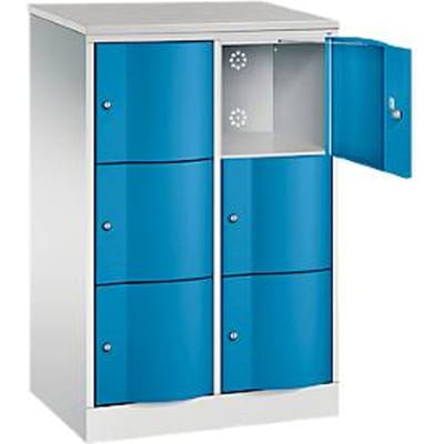 C+P Resisto lockerkast, 2 vakken, 6 vakken, B 772 x D 540 x H 1255 mm, lichtgrijs/ gentiaanblauw