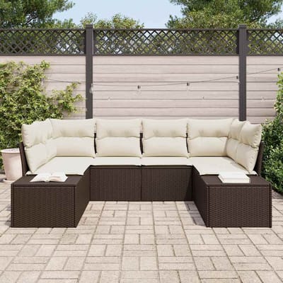vidaXL - Tuinbank - Set - 6 - st - 6-Aantal - zitplaatsen - Bruin - en - Crème