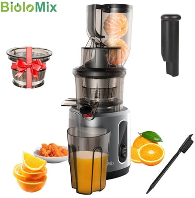Allero Slowjuicer - Sapcentrifuge - Slow Juicer - Keukenmachine - 200W - Brede Invoer - Zwart - Tritan BPA Vrij - Sapmachine