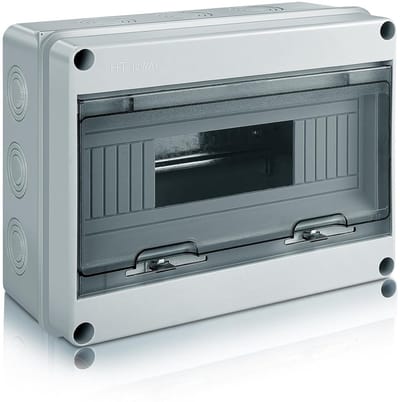 Elektrische buitenbox - Zekeringkast waterdicht - Tuin installatie - 12 modules IP65 - 11x25x11 cm - Grijs
