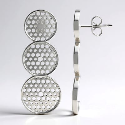 Cavill - Zilveren Oorbellen 925 Sterlingzilver met Platina Coating - Filigraan Ronde Oorringen 35 mm - Licht & Modern - Met Certificaat