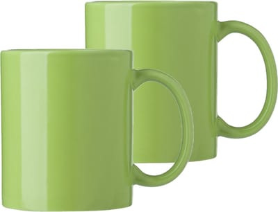 Bellatio Design Koffie mokken/bekers Nantes - 2x - keramiek - met oor - groen - 300 ml