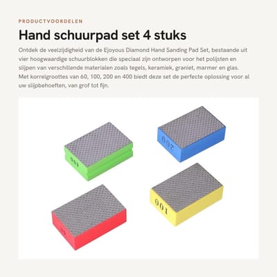 Dailygoods- Schuurpad 4 Stuks - Diamant Polijstpad - Schuurpad voor Tegels - Schuurpad voor Glas - Schuurpad met Wateropslag - Duurzaam en Herbruikbaar