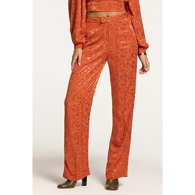 Shiwi Ladies Milano Trousers Forest Jaquard Rust Orange Size: S | Wide-Leg & Flared Pants Outlet | Dames | Oranje