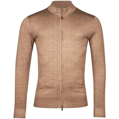 Thomas Maine Vest Cardigan Zip Single Knit Dye Wash Taupe / male