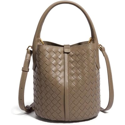 Handgeweven Tassen, Trendy en Veelzijdig, Effen Baby Bucket Bags, Casual Dames Enkelzijdige Crossbody Tassen gray