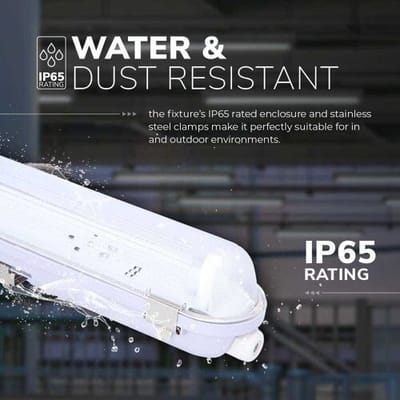 HOFTRONIC LED TL armatuur 120 cm enkel - Koppelbaar - Geschikt voor T8 (G13) buizen - IP65 - T8 Fitting G13 - RVS clips