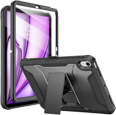 Fonu Hoes - Geschikt voor iPad Air 11 inch (M4 / M3 / M2) en iPad Air 10.9 inch (Air 5 / Air 4) - Hoes met Screen Protector - Uitklapbare standaard - Pencilhouder - Zwart