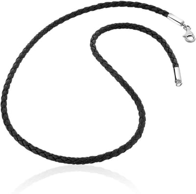 Leren halsband, casual leren halsketting voor hanger, handgemaakt van 925 sterling zilver, 803015-045