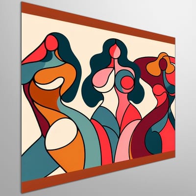Line art dikke dames schilderij | Vrouwelijke lijnen in kunst: de ronde schoonheid van Dikke Dames | Kunst - 50x50 centimeter op Dibond | Foto op Dibond