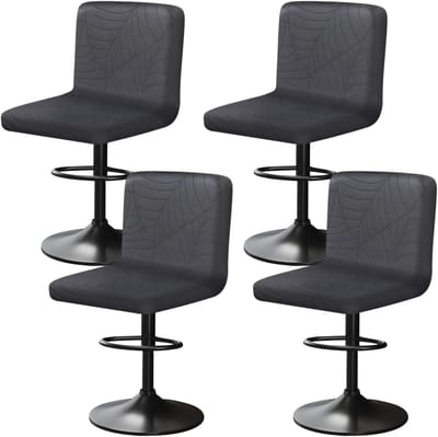 Elegante Stoelhoes met Rugleuning, Bladstructuur, Elastisch Velours, Stofdicht, Kreukvrij en Wasbaar voor Hotels, Restaurants en Thuisgebruik (4, Donkergrijs)