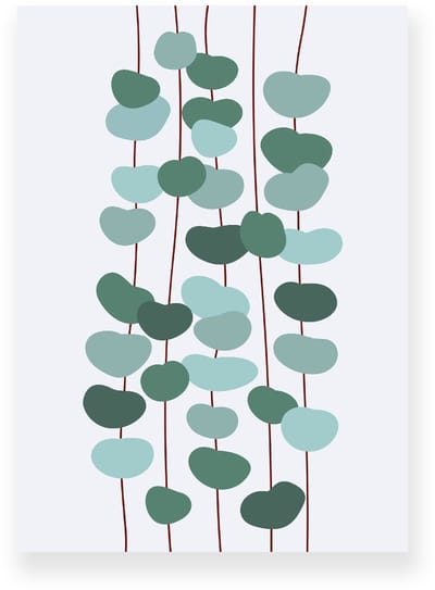 Poster 20x30 cm - Eucalyptus Takken - Planten - Groen - Ijsblauw - Minimalistisch - Botanisch - Muurdecoratie - Wanddecoratie