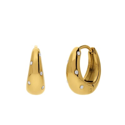 Lucardi Dames Stainless steel oorringen met kristal voor dames - Oorbellen - Staal - Goudkleurig