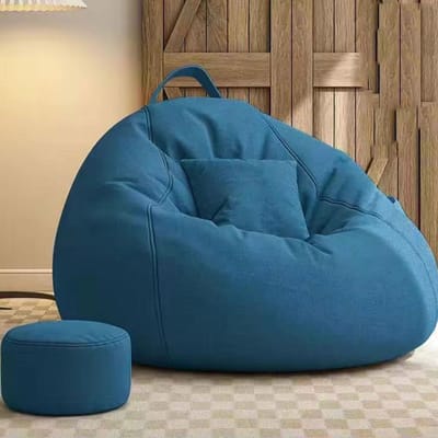 Zitzak Stoel - Lounge Seat Poef - Ontspannen Thuis - Met Afneembare Hoes - 120 x 110 cm - Blauw