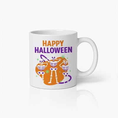 Happy Halloween Mok – 330ml Grappige Dansende Skeletten Koffiemok – Perfect Cadeau voor het Spooky Seizoen & Halloween Feestjes
