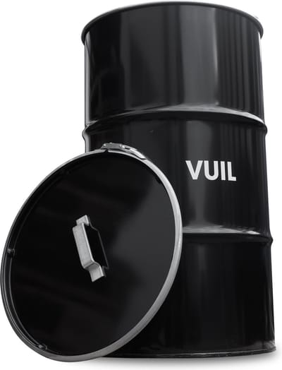 BinBin Handle Vuil - Industriële Prullenbak - Zwart Metaal - Ø48x82 cm - 120L - Handvat Deksel - Horeca & Terras Afvalbak