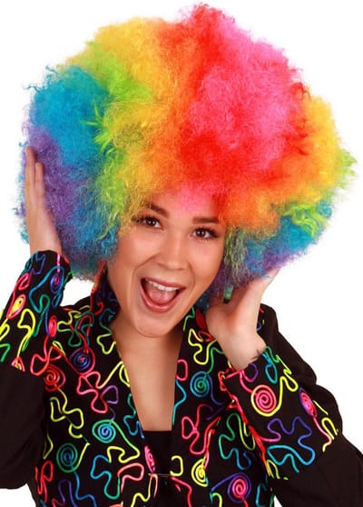 KIMU® Pruik Afro Regenboog - Pride Disco Carnaval Afrokapsel Seventies Festival