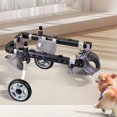 Honden Rolstoel - Huisdier Hulpkar - Hond Laten Lopen - Verstelbaar Aluminium Frame - Maat L - Zilver