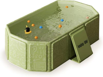 SnelShoppen - Baby Badkuip Vouwbaar, Ruimtebesparend, Opvouwbare Bad voor Kinderen 0-8 Jaar, Draagbaar Buitenzwembad met Afvoerschroef, Groen