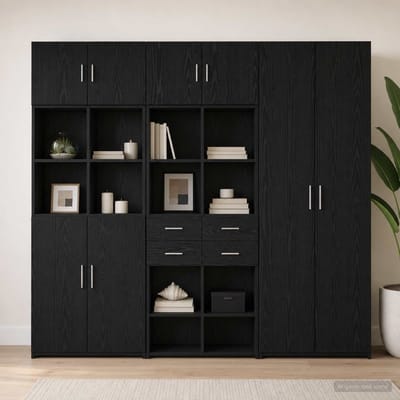 vidaXL - Opbergkast - met - Planken - Zwart - eiken - 70 - x - 42,5 - x - 225 - cm