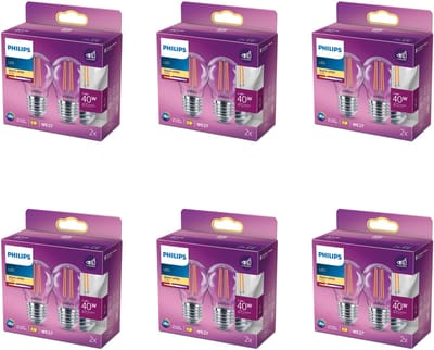Philips Voordeelverpakking - E27 - LED Kogellamp - Helder - 40W - Niet Dimbaar - Warmwit Licht - Set van 12 Stuks