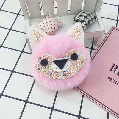 DAEBAK Vos Zachte Pompom Bontbal Sleutelhanger - Vrouwen Accessoires - Sleutelhanger - Roze