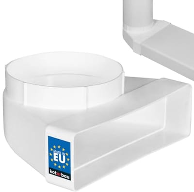 Vlakke kanaal omleidingstuk 90° voor ventilatiekanaal 204 x 60 mm kunststof overgangsstuk Ø 125 mm