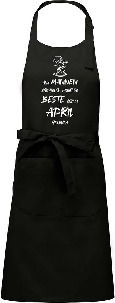 Mijncadeautje - Luxe schort - zwart - Alle mannen zijn gelijk - april