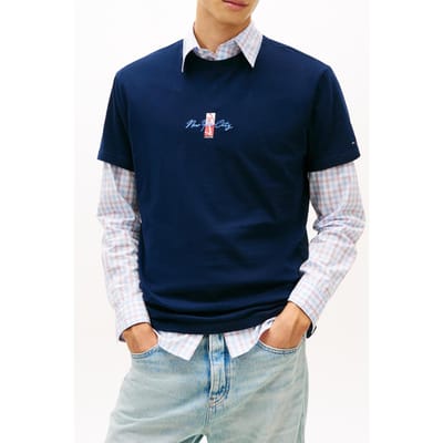 Tommy Hilfiger Regular Signature Block T-shirt Dark Night Navy Größe: M | Bedruckte T-Shirts Outlet | Herren | Schwarz