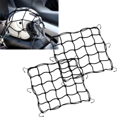 2 stuks - Elastisch net voor helm/bagage - Elastische opbergruimte met haken - Bevestigingsriemen voor bagage - Opbergnet voor voertuigen - 30*30 cm - Geschikt voor het opbergen van bagage op motorfietsen, elektrische fietsen en driewielers - Zwart