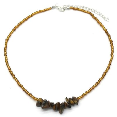She life style - bruine ketting met stenen kralen - Bruin