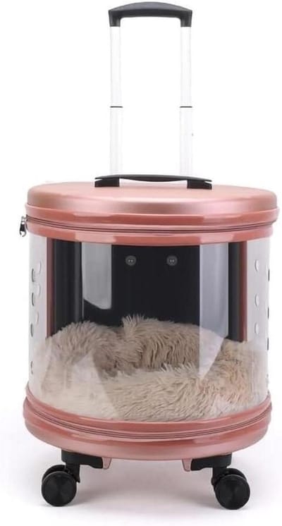 Reiskoffer voor huisdieren - Dieren trolley - Comfortabel reizen - Stille wielen - Eén maat - Roze