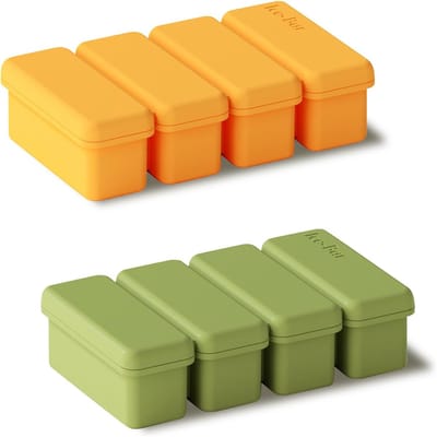 QTTVBTNA -Freezer Tray voor Soepen - Silicone Ice Cube Molds - Voedselopslag - Bevriezen van Soepen en Sauzen - Geel + groente