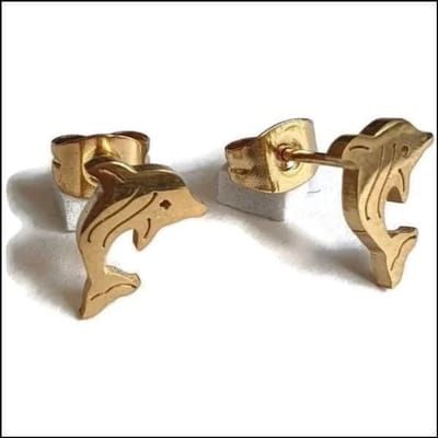 Aramat Jewels | Oorbellen | RVS Dieren Oorbellen Diverse Motieven - Dierenliefhebber Oorstekers | Dolfijn-10x8mm | |8mm | Staal | Kinderen, Volwassenen | Verkleurd niet