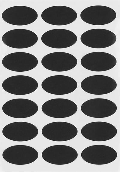 QUVIO Krijtstickers - Ovaal - Set van 105 - 5 vellen - Krijtbord stickers - Schoolbord stickers - Keukenlabel - Keukenetiketten - Kruidenlabels - Voor kruidenpotjes - Opruimen en opbergen - Zwart