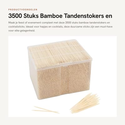 Dailygoods- Bamboe Tandenstokers 3500 Stuks - Houten Cocktailsticks - Dubbelzijdige Fruitcocktailplectrums - Draagbare Voorgerecht Sticks - Ideaal voor Vingerbuffet - Stevige Plastic Behuizing