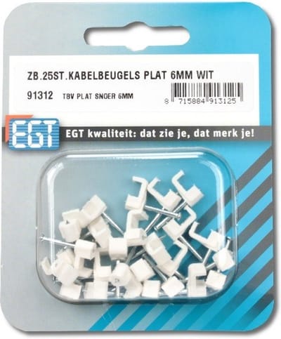 25 STUKS KABELBEUGEL PLAT 6MM WIT
