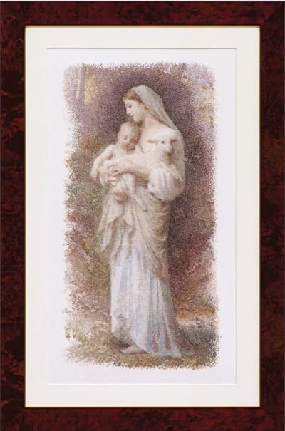 Thea Gouverneur - Borduurpakket met telpatroon - 560A - Voorgesorteerde DMC Garens - De Heilige Maagd Maria - Aida - 31 cm x 53 cm - DIY Kit