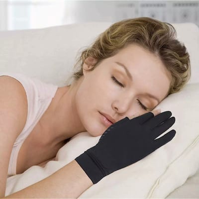 De Millennials Reuma Compressie Handschoenen met Vingertoppen - Maat M- Antislip - Steun - Zwart - Dames - Heren -pijnlijke hand en vingers -