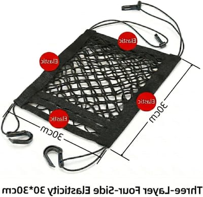 Auto Stoel Net - Hondenrek Scheidingsnet - Veilige Rit - Dubbellaags Opbergvak - 25 x 30 cm - Zwart