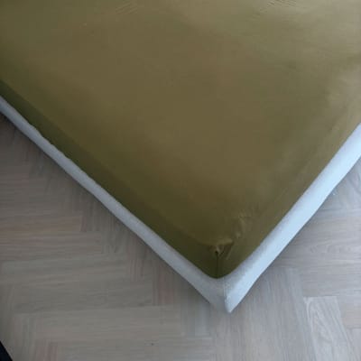 Kayori Kai Hoeslaken Katoen - 80-90x200cm - Matrasdikte 35cm - Rondom Elastiek - Donkergroen
