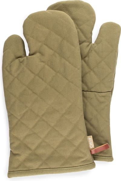 CH&F BBQ Oregano Ovenwanten Groen | Set van 2 | 18x35 cm | 100% Extra Sterk Canvas Katoen | Hittebestendige Ovenhandschoenen voor Barbecue