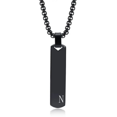 Bovista Ketting - Heren - Staal - Nep zilver - Met Hanger - Zwart - N