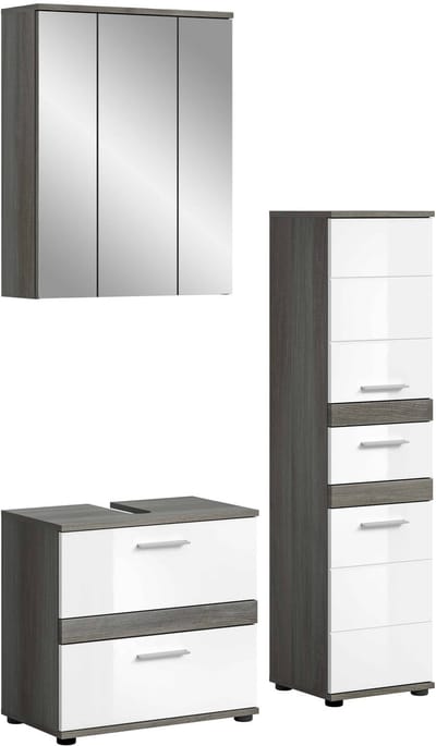 Blake badkamercombinatie wit hoogglans MDF TZ rookzilver NB - 34x110x191cm